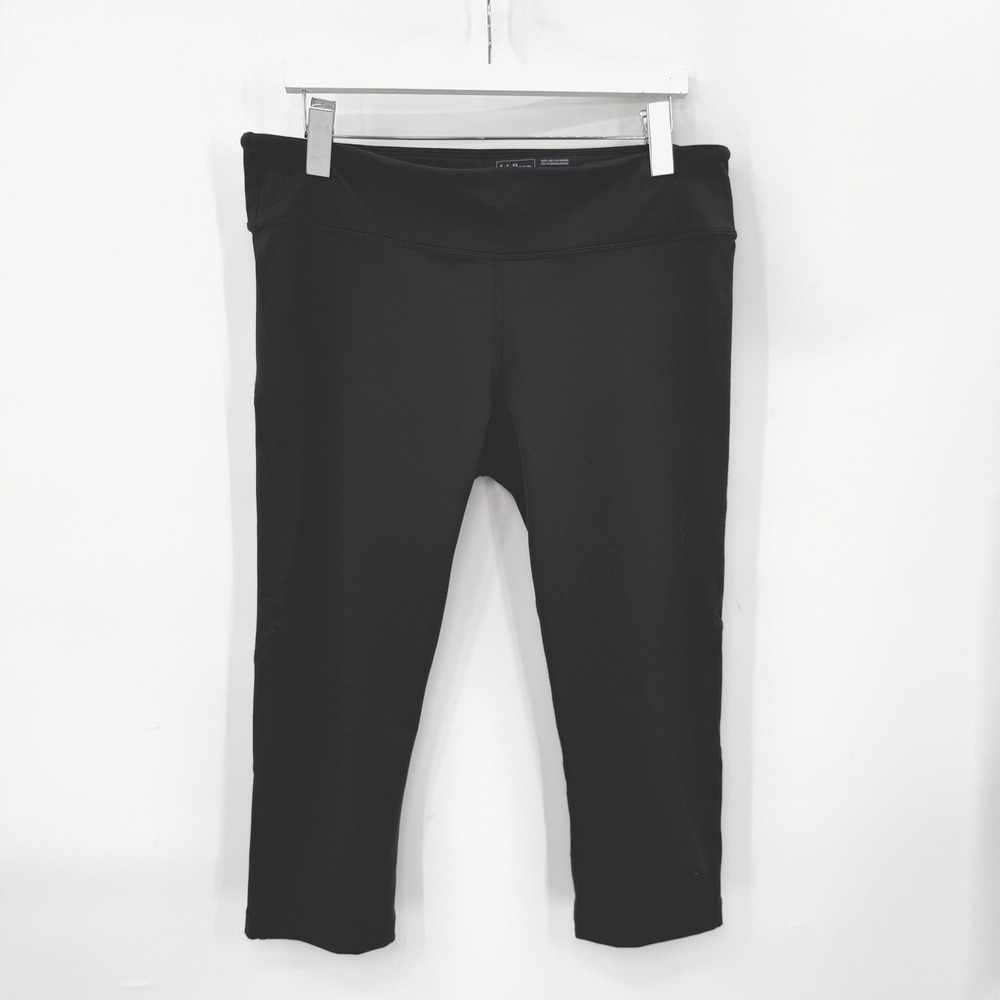 LLBean‎ Leggings Women L Black Crop Athletic Yoga Gorpcore Activewear